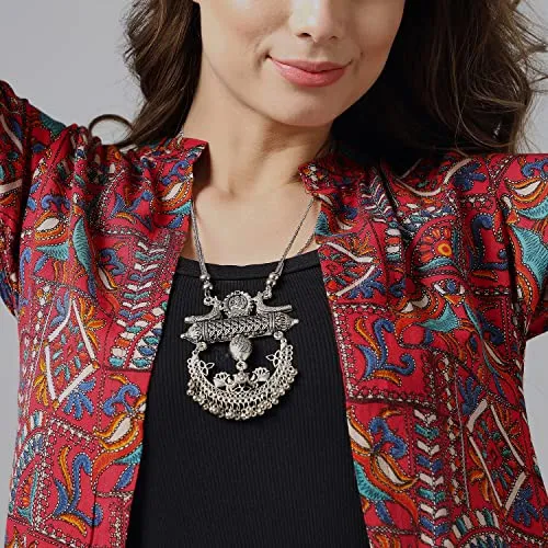 Azira Rayon Red Printed Open Shrug for Women and Girl
