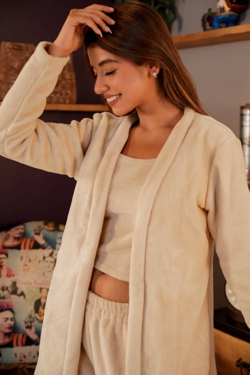 Beige Super Soft Woollen 3 Piece Set