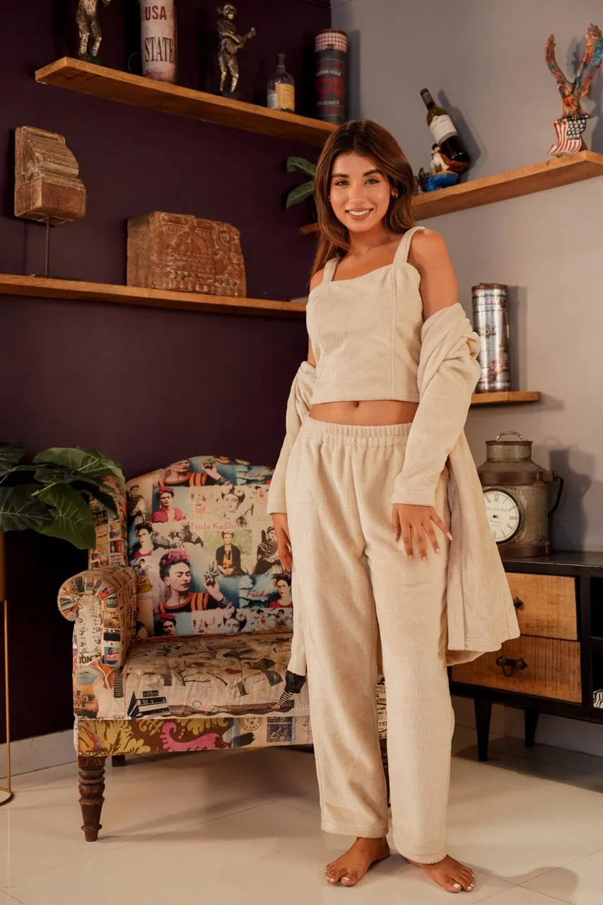 Beige Super Soft Woollen 3 Piece Set