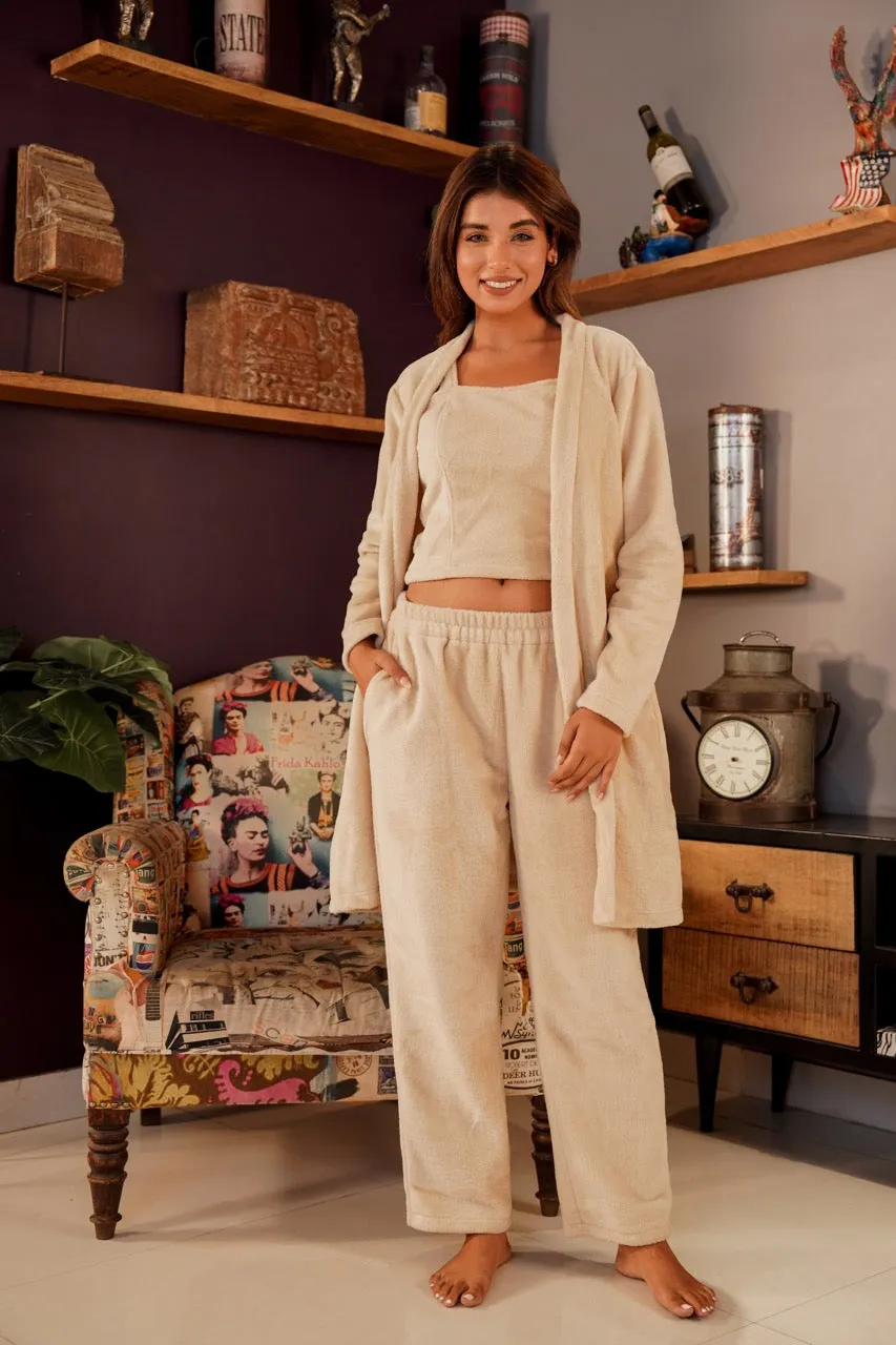 Beige Super Soft Woollen 3 Piece Set