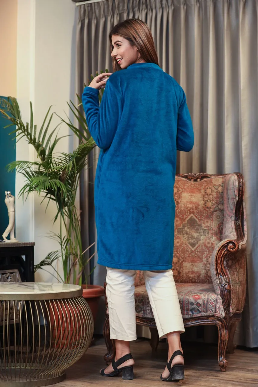 Casual Comfy super soft Teal Blue Woollen Shrug