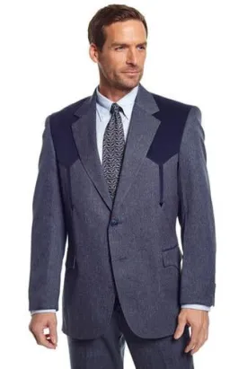 Circle S Mens Heather Navy Polyester Boise Sportcoat Western 52 LX