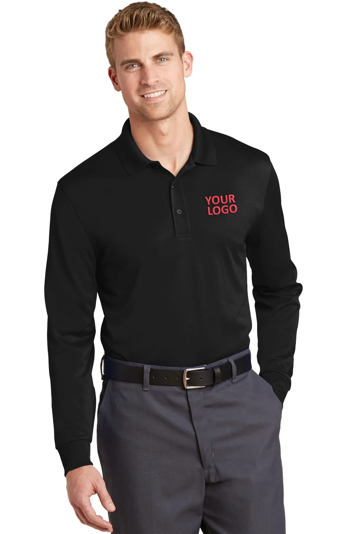 CornerStone Snag-Proof Long Sleeve Polo, Black