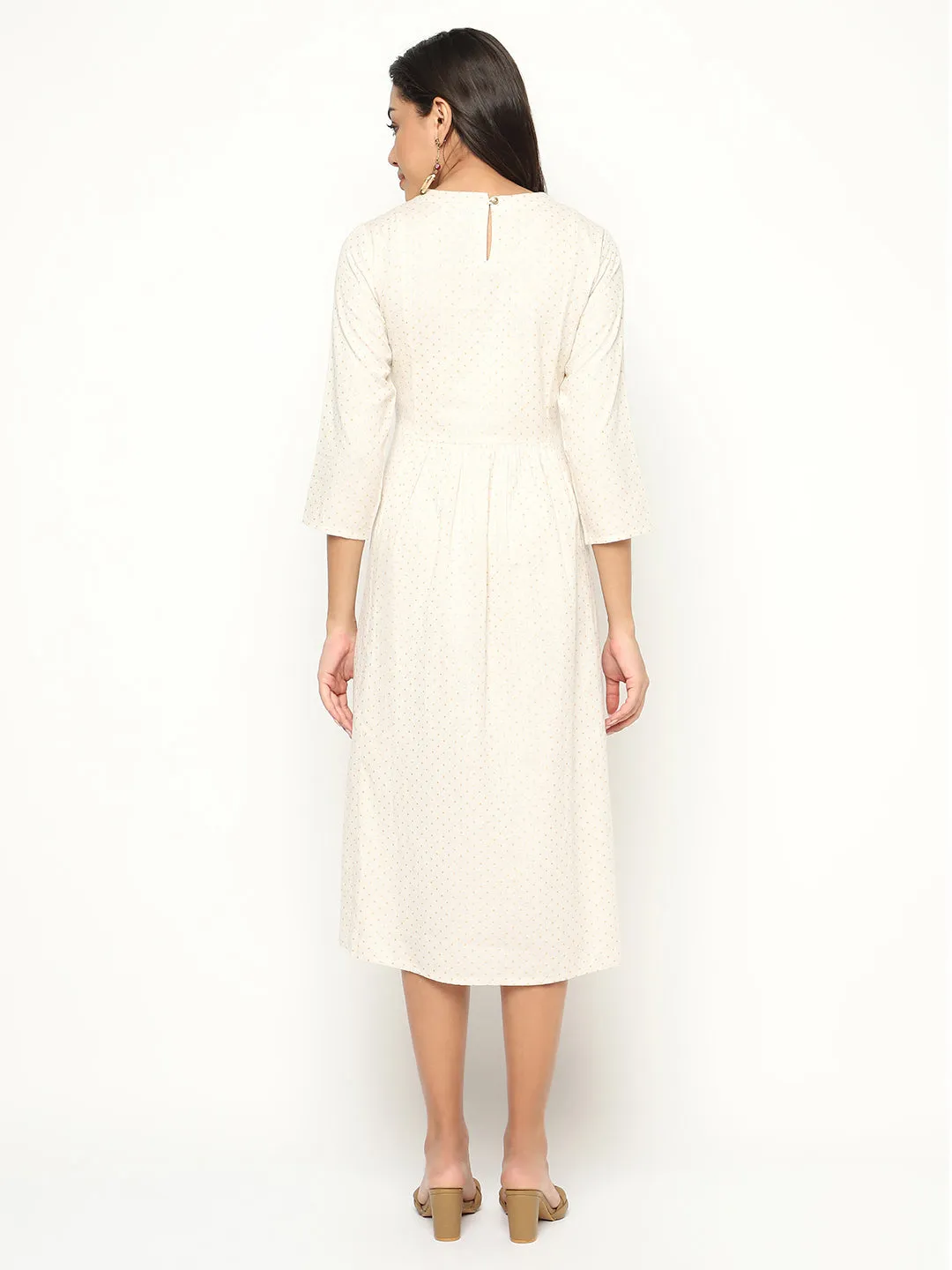 Creamy Emb Dress