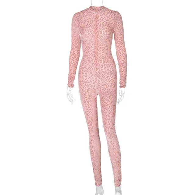deanwangkt Chicology Leopard Mesh Winter Fall Long Jumpsuit Sexy Y2K Club Outfits Women Fashion Clothes Bodycon One Piece Streetwear