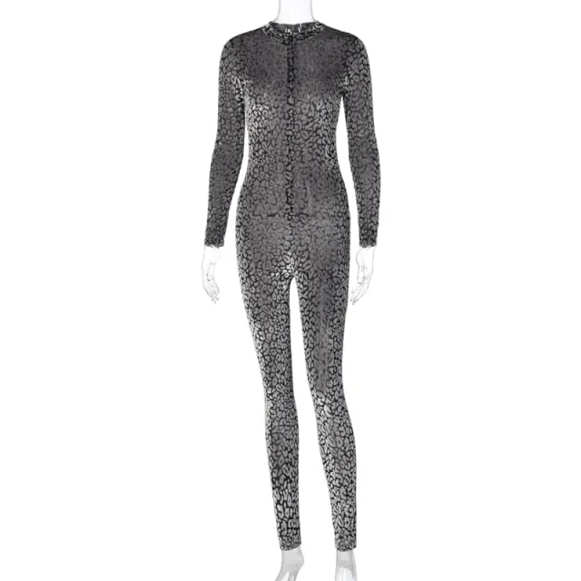deanwangkt Chicology Leopard Mesh Winter Fall Long Jumpsuit Sexy Y2K Club Outfits Women Fashion Clothes Bodycon One Piece Streetwear
