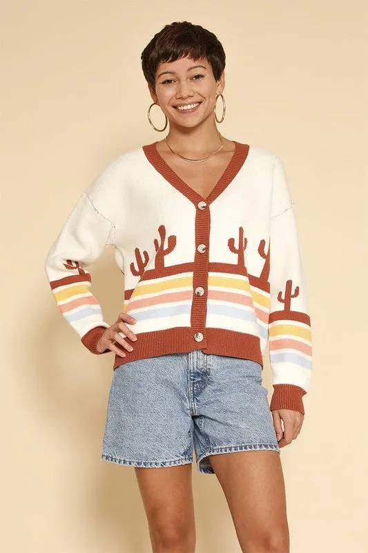 Desert retro stripe cardigan