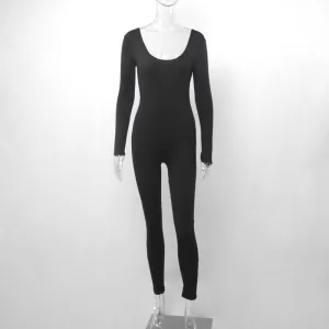Fashion Long Sleeve Slim Fit Hip Lift Jumpsuit