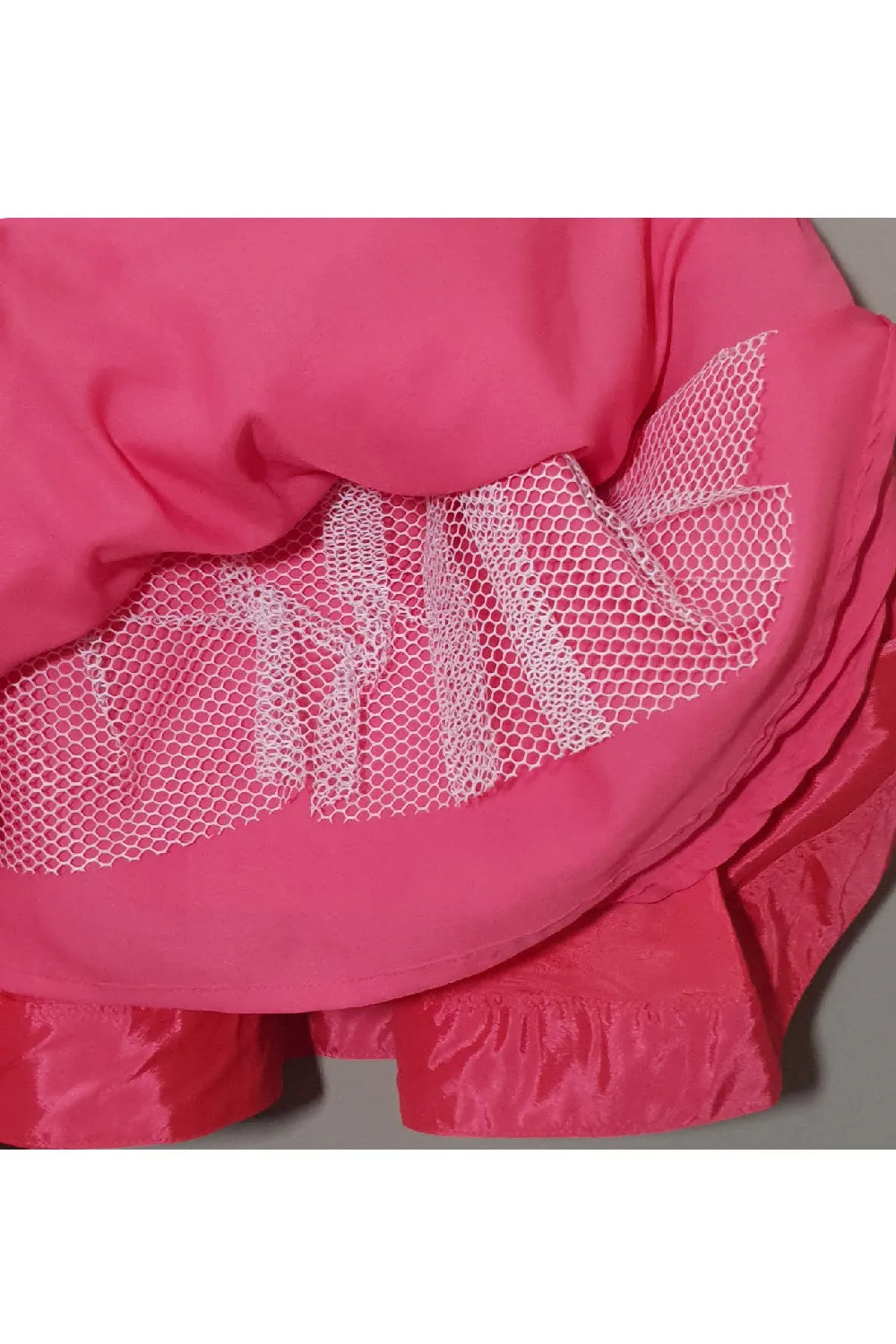Fuchsia Pink Lace Detailing Silk Sleeveless Top With Lehenga And Shrugs