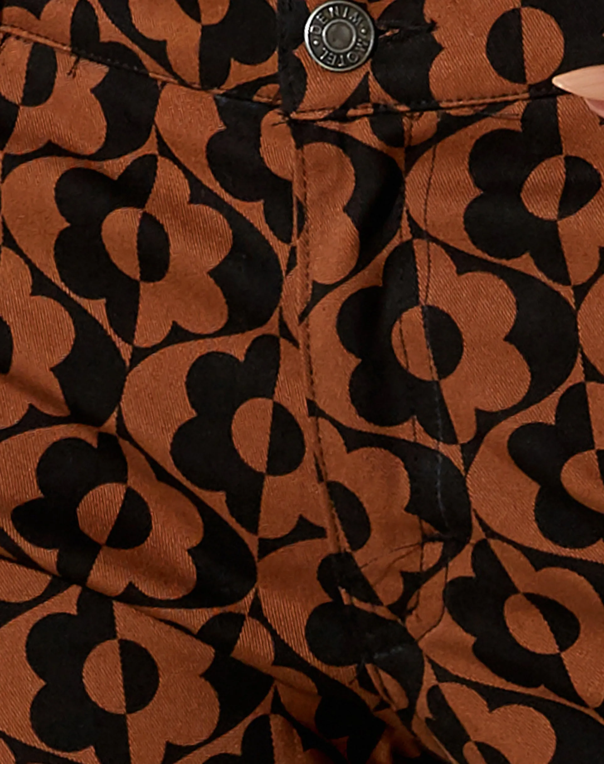 Jopan Flare Trouser in Wavy Flower Brown