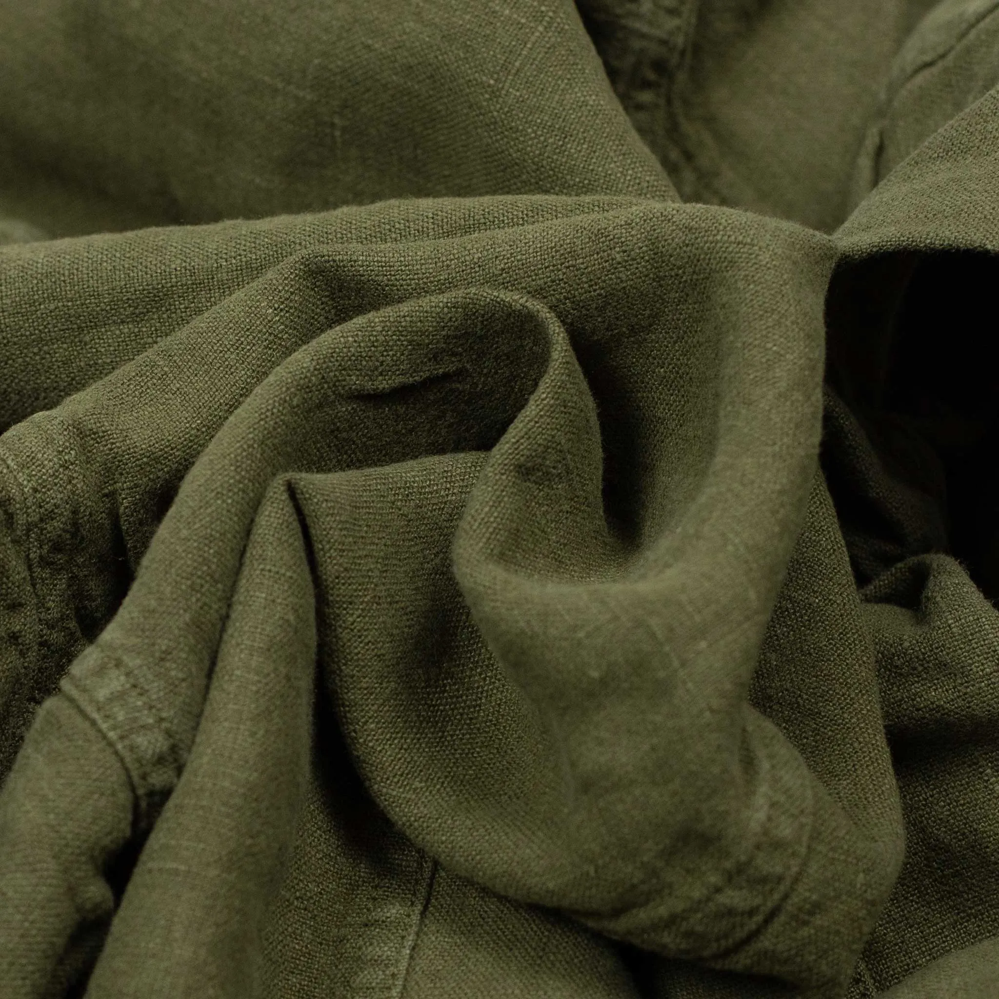 Labura unlined chore jacket in olive green washed linen (restock)