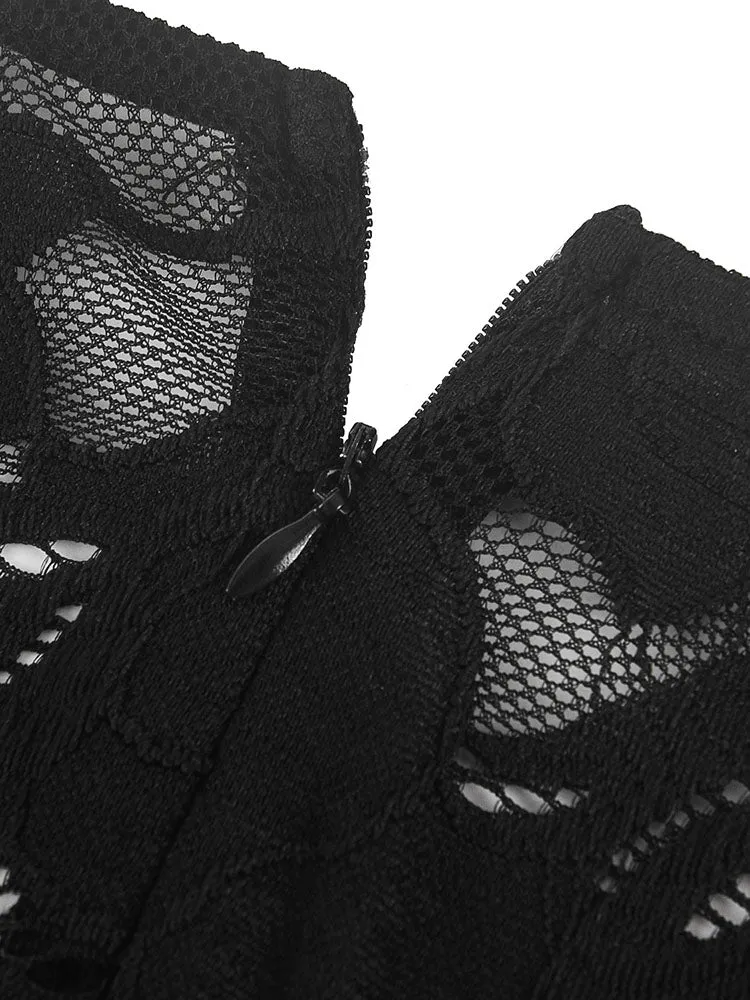 Lace V Graceful Neck Belt Jumpsuits