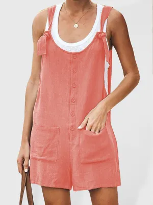 Ladies Daisy Cotton Linen Bib Shorts