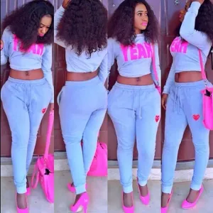 Stylish Long Sleeve Letter Print Jumpsuit Set - Sexy Two-Piece Club Romper for Women (Model XM023)