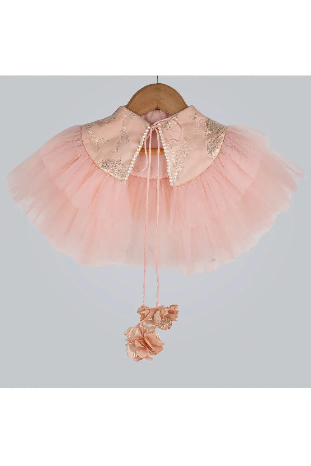 Peach shrug with net frill