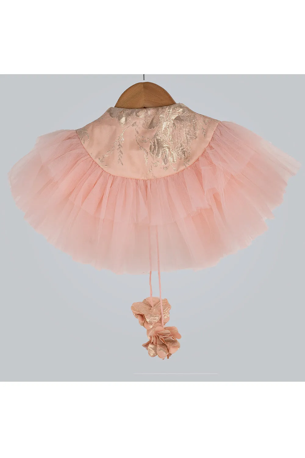 Peach shrug with net frill