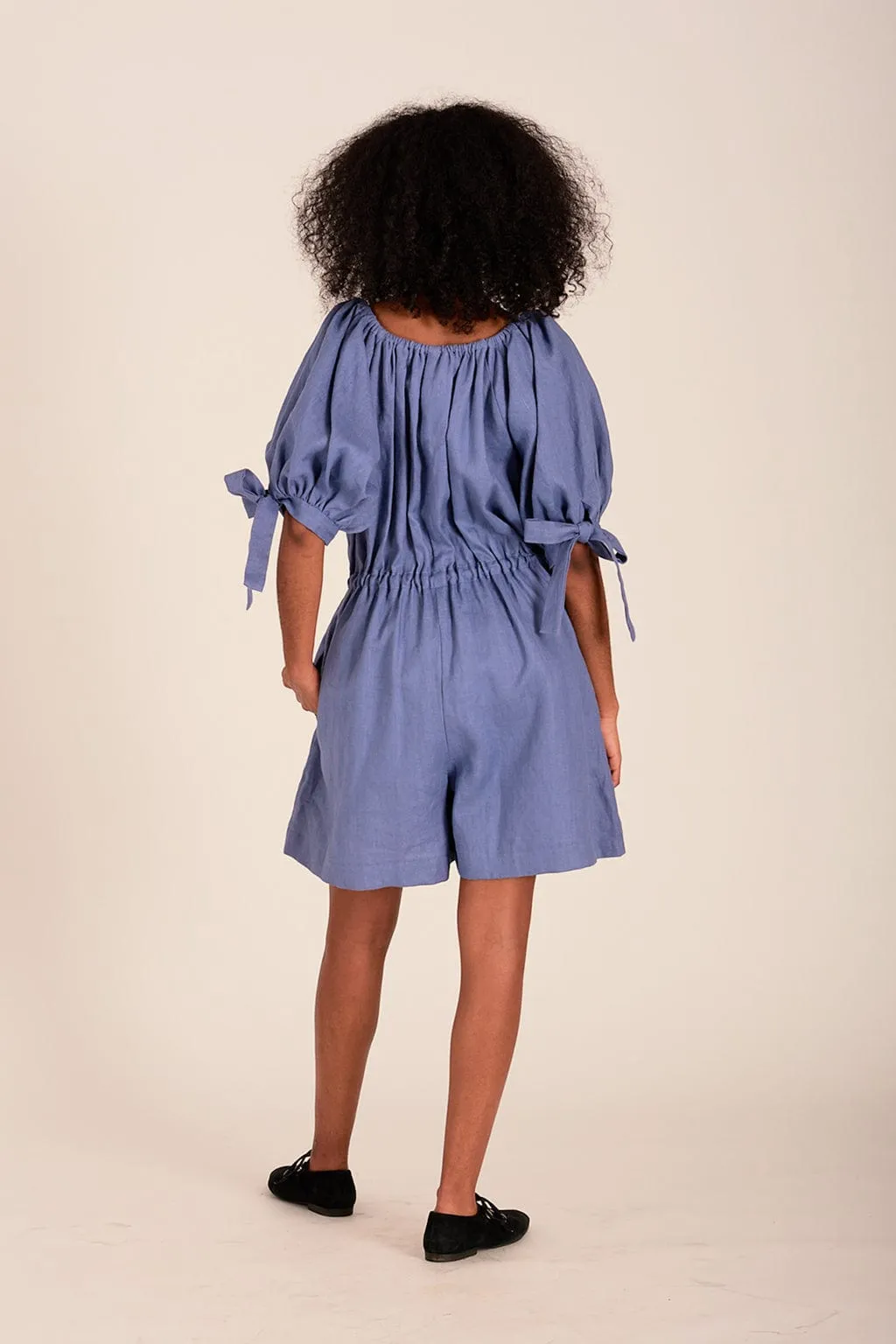 Ramona Playsuit Periwinkle Blue Linen