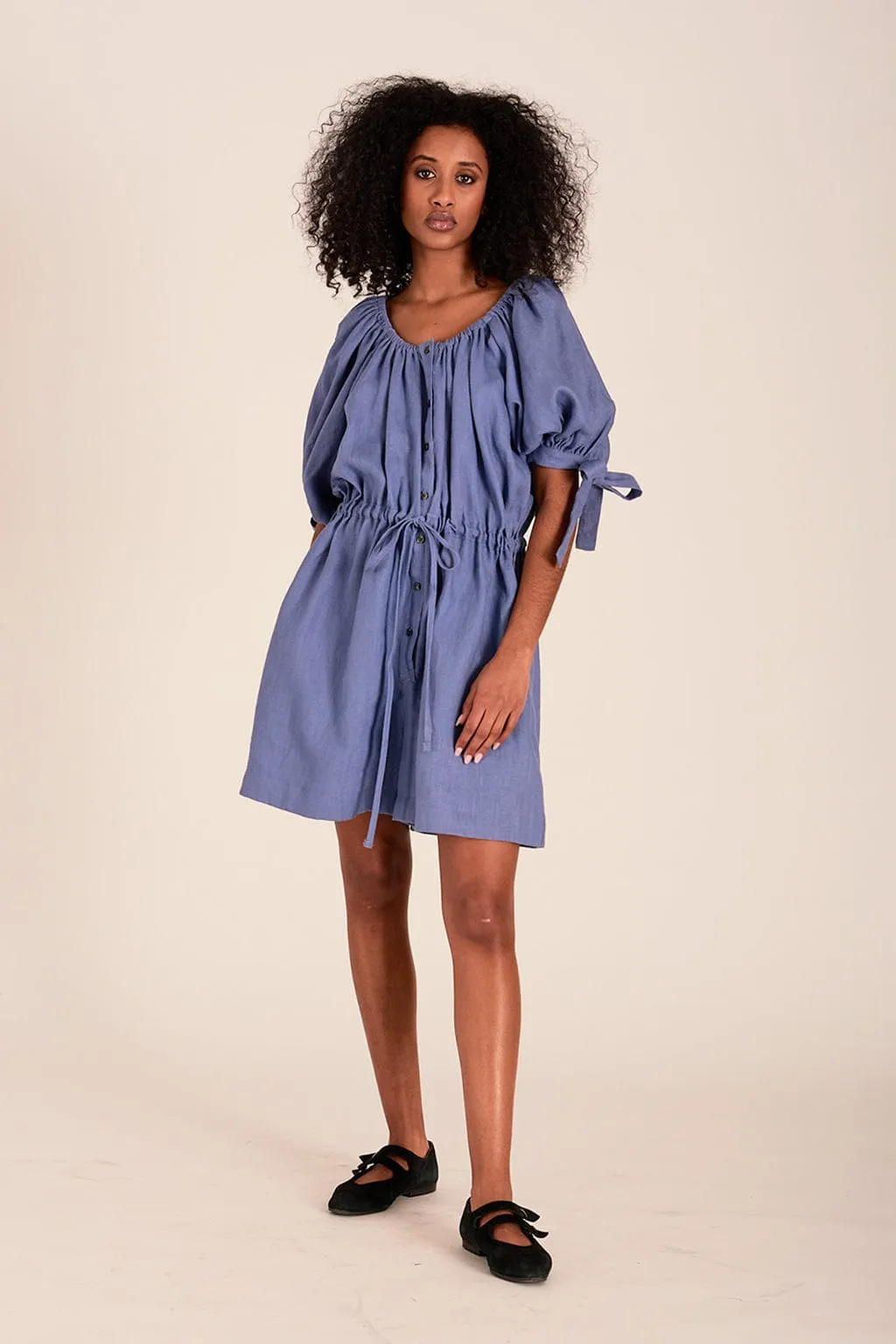 Ramona Playsuit Periwinkle Blue Linen