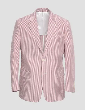 RED/WHITE COTTON SEERSUCKER SPORT COAT -  MTO