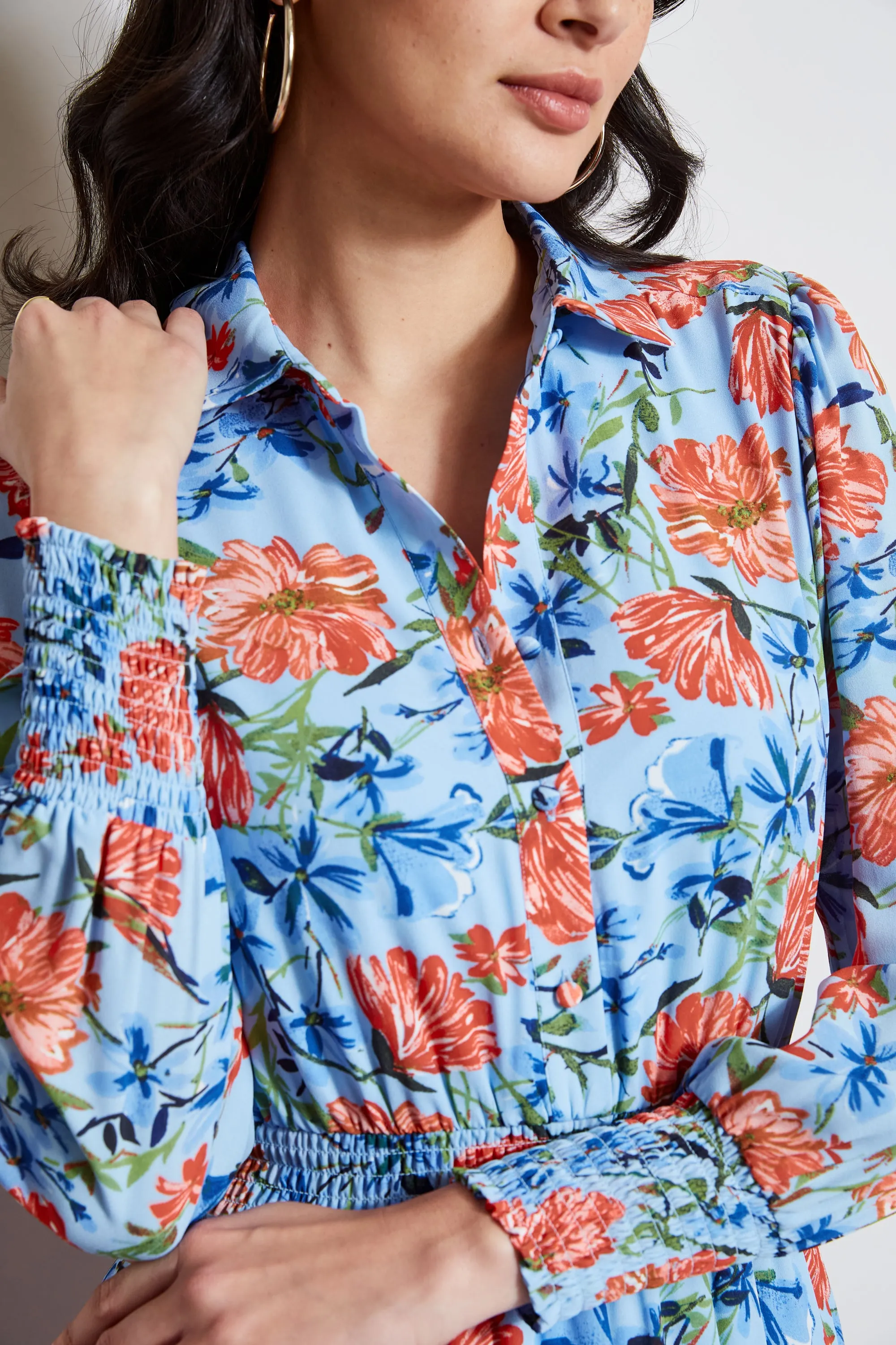 T-Tahari Garden Floral Shirt Dress