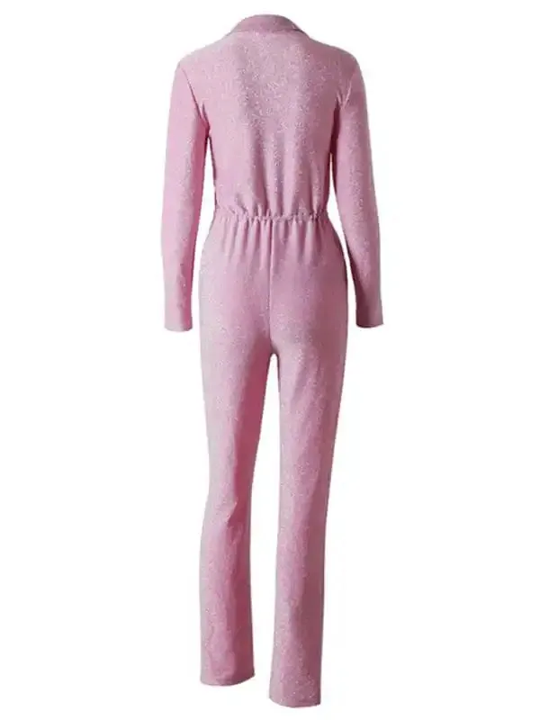 Women’s sexy wide -leg deep V -neck long sleeve jumpsu